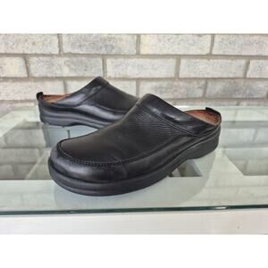 Footprints Birkenstock Black Leather Clogs Mule Slip On Comfort Shoes EU 40 US 9